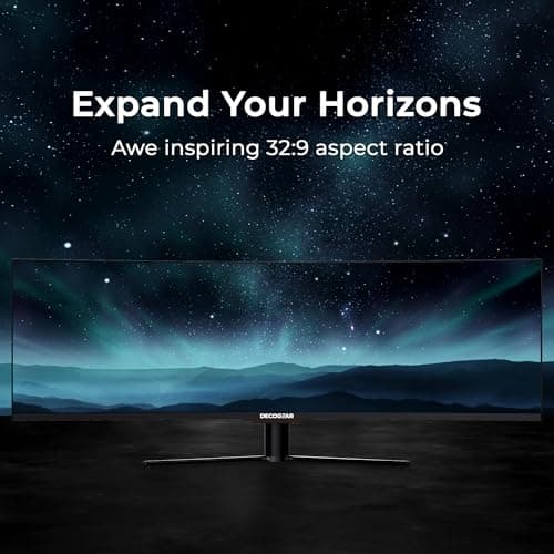 Deco Gear 49” Curved Business & Gaming Ultrawide Monitor (32:9 WDFHD 3840×1080), 144Hz, HDR400, VA Panel, 4ms, Adaptive Sync, USB-C 65W, HDMI/DP, PBP/PIP, KVM, Height-Adjustable Stand 2