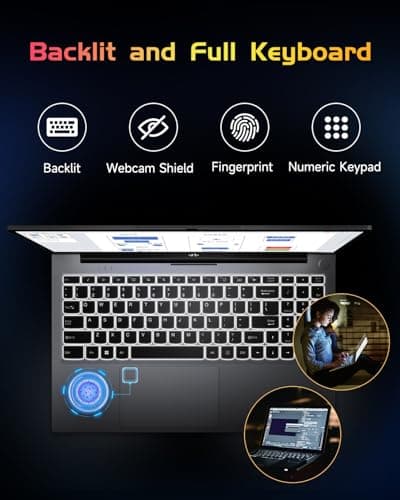 NIMO 15.6 IPS FHD-Laptop, 16GB RAM 1TB SSD Intel Pentium Quad Core N100, Computer with Backlit Keyboard Fingerprint (Beat to i3-1115G4 Up to 3.4GHz) Laptops for Student, Win 11 Sliver 2