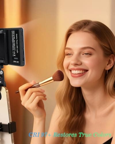 60 LED Portable Selfie Light Video Conference Lighting with Clip & Camera Tripod Adapter Rechargeable 2000mAh CRI 97+, 3 Light Modes for Phone iPhone Webcam Laptop Photo Makeup 2