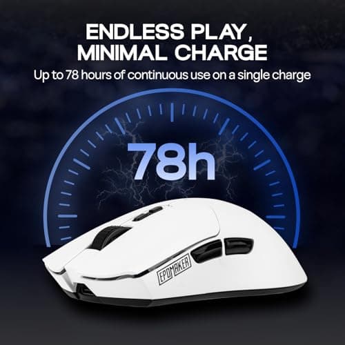 EPOMAKER Click Lite Wireless Gaming Mouse, 800 to 12,000 DPI Adjustable, PAW3311 Sensor, 500mAh, 59g, 2.4G/BT/USB-C Rechargeable Wireless Mouse with 5 Programmable Buttons for PC/Mac/Linux (White) 5