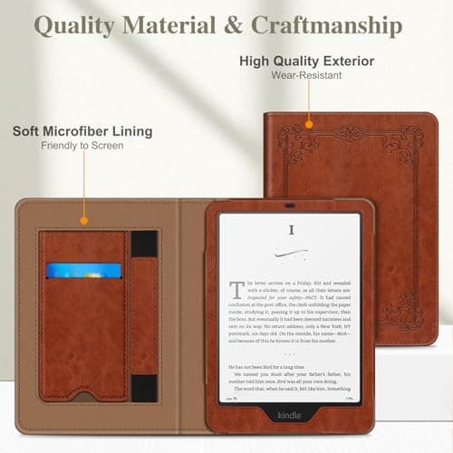 Fintie Case for 7"/6.8" Kindle Paperwhite(12th/11th Generation-2024/2021) and Kindle Colorsoft Signature Edition -Slim Foldable Stand Cover Auto Wake/Sleep for Paperwhite 2024, Vintage Brown 5