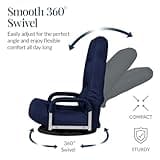 Best Choice Products Swivel Gaming Chair 360 Degree Multipurpose Floor Chair Rocker for TV, Reading, Playing Video Games w/Lumbar Support, Armrest Handles, Adjustable Foldable Backrest - Navy 5