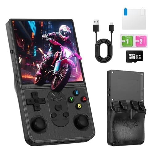 EQQOGIC R36 PROMAX Retro Handheld Game Console,4.0 Inch Full-Lamination IPS Screen Retro Gaming Console,Linux System,Built-in 64GB Memory Retro Game Console,Portable Arcade Video Gaming Console