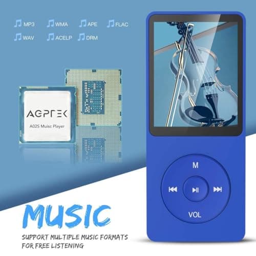 AGPTEK A02S 16GB MP3 Player, 70 Hours Playback Lossless Sound Music Player, Supports up to 128GB, Dark Blue 3