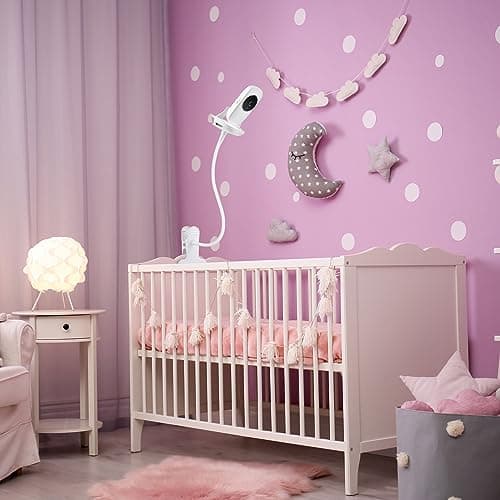 Baby Monitor Holder Compatible with VTech VM819, Flexible Baby Monitor Mount, Crib Clip Mount Without Tools or Wall Damage - White 4