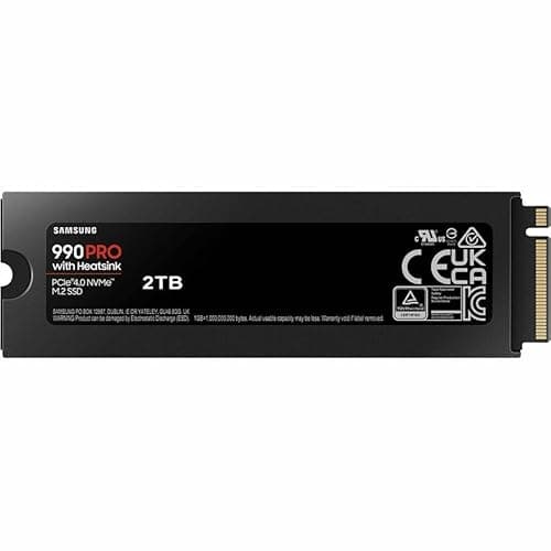 SAMSUNG 990 PRO w/ Heatsink SSD 2TB, PCIe Gen4 M.2 2280 Internal Solid State Hard Drive, Seq. Read Speeds Up To 7,450MB/s for High End Computing, Workstations, Compatible w/ PlayStation 5, MZ-V9P2T0CW 4