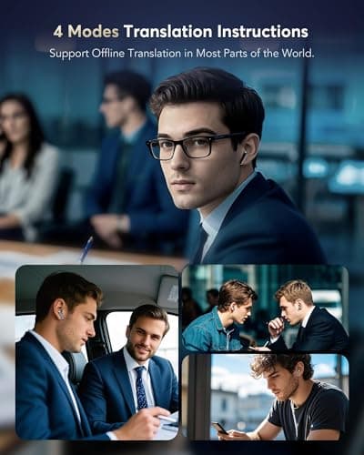 AI Translation Earbuds Real Time,144 Languages Accents Translator 36H Playtime 3-in-1 translation earphones 4 ANC Mic for Audifonos Traductores Inglés Español, Bluetooth 5.4 Earphones iOS & Android 4