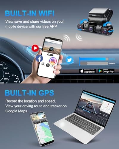 PRUVEEO 360 Degree View 4 Channel Dash Cam Front and Rear Inside Left Right, Dash Camera for Cars, Built-in GPS WiFi Night Vision, 24/7 Recording Parking Mode Monitor, Free 128G Card 4