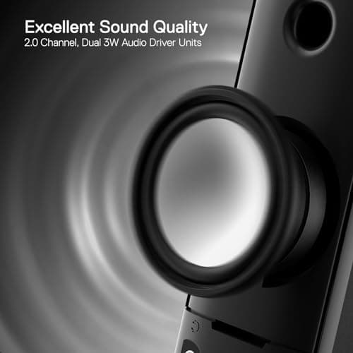 Redragon GS550 PC Gaming Speakers, 2.0 Channel Desktop Computer Sound Bar with Compact Maneuverable Size, Headphone Jack, Quality Bass & Decent Red Backlit, USB Powered w/ 3.5mm Cable 3