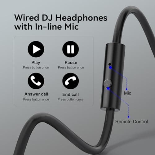 OneOdio Wired Over Ear Headphones Hi-Res Studio Monitor & Mixing DJ Stereo Headsets with 50mm Drivers and 1/4 to 3.5mm Jack for AMP Computer Recording Podcast Keyboard Guitar Laptop - Black 5