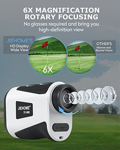 JIEHOME Golf Range Finder X1 660 Yards Rangefinder with Slope Magnetic Flag Locking 7X Magnification Rechargeable Hunting Range Finders Rangefinder for Disc Golfing Bowhunting 5