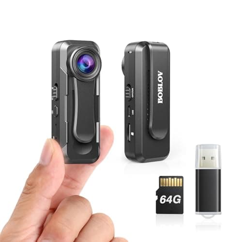 BOBLOV W1 64GB HD 1080P Body Worn Camera, Wearable Body Cam with 2 Clips, Loop Recording Body Camera Support Time Stamp, Back Clip for Traveling, Driver, Delivery Man, Lecture Recording