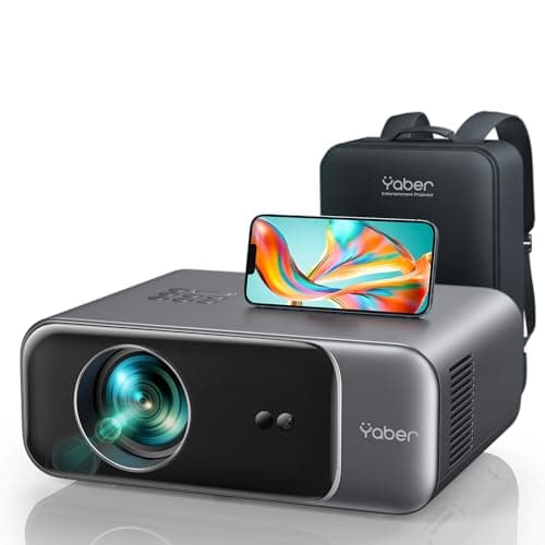 [Auto Focus/4K Support] Projector with WiFi 6 and Bluetooth 5.2, YABER Pro V9 Native 1080P Outdoor Movie Projector, Auto 6D Keystone & 50% Zoom, Home Theater Projector for Phone/TV Stick/PC