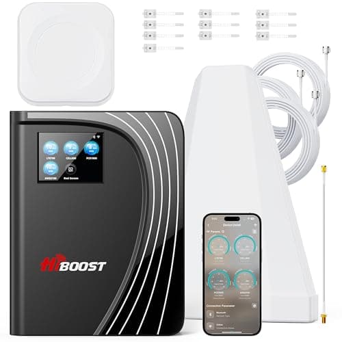 Cell Phone Booster for Multiroom, Boost Cellular Signal Cover to 1,2000 Sq Ft with 2 Indoor (Built-in 1) Antennas and Touch Display 72dB Gain for Homes and Offices 2-Story, Support All U.S Carriers
