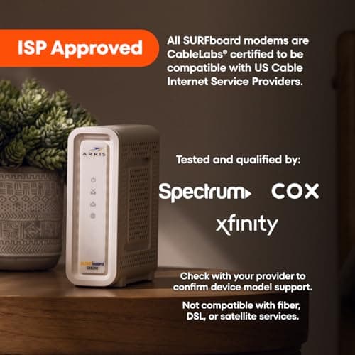 ARRIS SURFboard SB8200 DOCSIS 3.1 Multi‑Gig Cable Modem | 2 -1Gbps Ethernet Ports | Works with Xfinity, Cox, Spectrum | For Cable Internet Plans up to 2Gbps | Modem Only, Router Required 3