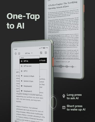 VIWOODS 6.13'' Carta1300 AiPaper Reader with 4G Connectivity, Ultra-Thin & Light E Ink eReader Device, AI Integrated, 300PPI, Adjustable Front Light, 128GB Storage 4