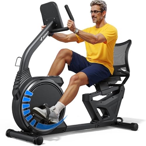 MERACH Recumbent Exercise Bikes for home, Light Commercial Recumbent Exercise Bike for Seniors Adults, Magnetic Recumbent Stationary Bike with Exclusive Apps, LCD, Heart Rate Handle