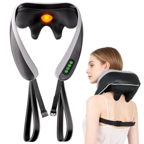 Senluyi 6D Neck Massager for Pain Relief Deep Tissue, Kneading Shiatsu Neck and Shoulder Massager with Heat,Cordless Massager for Back and Shoulder Pain, Gifts for Women Men Home Office Christmas