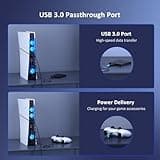 NexiGo PS5 Slim Silent Enhanced Cooling Fan with Adjustable Speed, Auto Power On/Off, with USB 3.0 Port, Efficient Cooling System for Both PS5 Slim Disc and Digital Editions 3