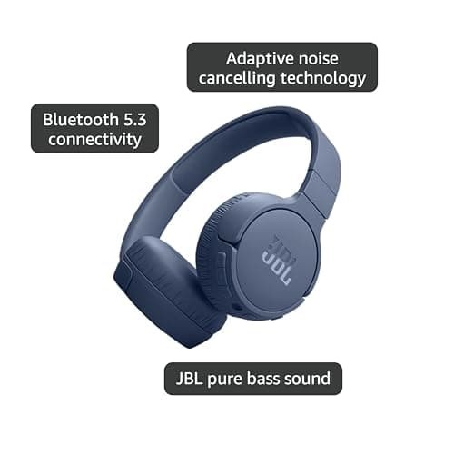 JBL Tune 670NC - Adaptive Noise Cancelling with Smart Ambient Wireless On-Ear Headphones, Up to 70H Battery Life with Speed Charge, Lightweight, Comfortable and Foldable Design (Blue) 2
