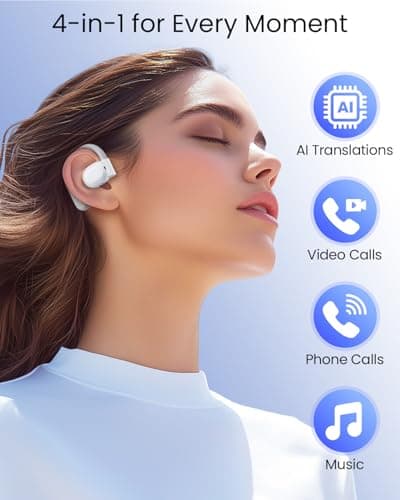 AI Translation Earbuds Real Time 164 Languages 80H Playtime Translator Ear Buds Audifonos Traductores Inglés Español Wireless Earphones Bluetooth Headphones for Travel Business Meeting Learning White 4