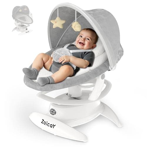 3-in-1 Baby Swing for Infants with Motion Detection, Electric Baby Swing with 3 Swing Modes, 12 Lullabies & 5-Speeds & Removable Swing Seat, BT Enabled & 360°Rotating Seat and Manual Remote, White