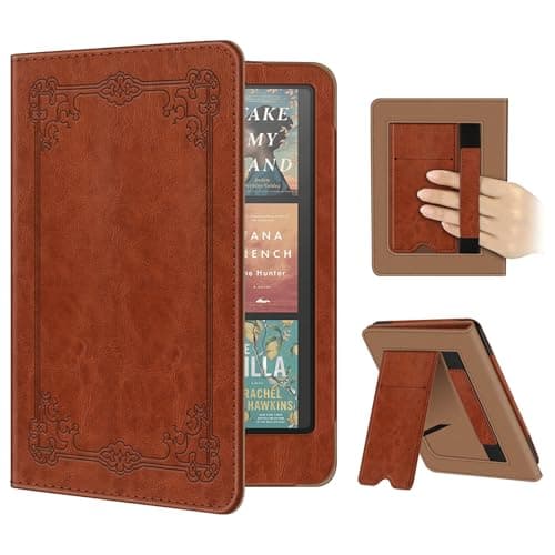 Fintie Case for 7"/6.8" Kindle Paperwhite(12th/11th Generation-2024/2021) and Kindle Colorsoft Signature Edition -Slim Foldable Stand Cover Auto Wake/Sleep for Paperwhite 2024, Vintage Brown