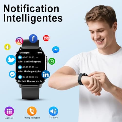 Smart Watch for Men Women, 2.01" AMOLED Curved Display Smart Watch, Bluetooth Call, 100+ Sport Modes, Fitness Tracker with 24/7 Heart Rate/Sleep Monitor, IP68 Waterproof Smartwatch for Android iOS 3