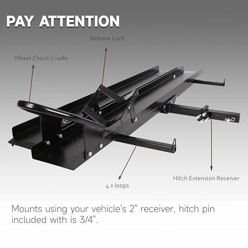 ECOTRIC 600LBS Black Motorcycle Carrier Mount Dirt Bike Rack Hitch Hauler |with Loading Ramp| Superior Heavy Duty (You Will Receive Two Packages for This Item) 3