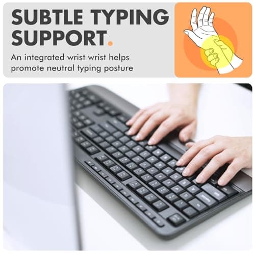 X9 Wired Keyboard - Comfortable Typing - Ergonomic Full Size USB Keyboard with Wrist Rest, Number Pad, Multimedia and 114 Keys - External Computer Keyboard for Laptop, Desktop and Office PC 2