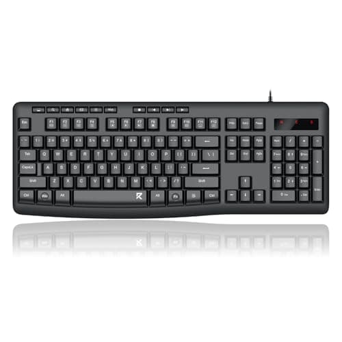 Redragon BK7366 Wired Keyboard,Multimedia USB Quiet Computer Keyboard,Silent Keyboard with Large Number Pad,Spill-Resistant,Anti-Wear Letters,Full Size for Laptop,Desktop