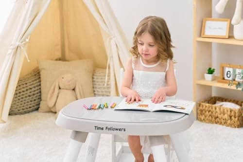 Time Followers® 6-in-1 Baby Activity Center | Jumpers and Bouncers | 4 Stage Grow Stationary Standing Toddler Play Table | Shower Gift | Infant Essential for Baby Ages 6-36Month (White) 2