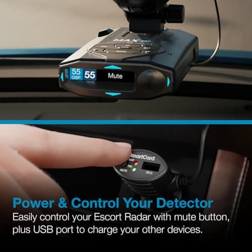 Escort Cobra Official SmartCord USB, Half Straight Half Coiled Cord with USB Charging Port, Works with All Current Generation Escort and Cobra Windshield Mounted Detectors, Apple and Android Devices 2