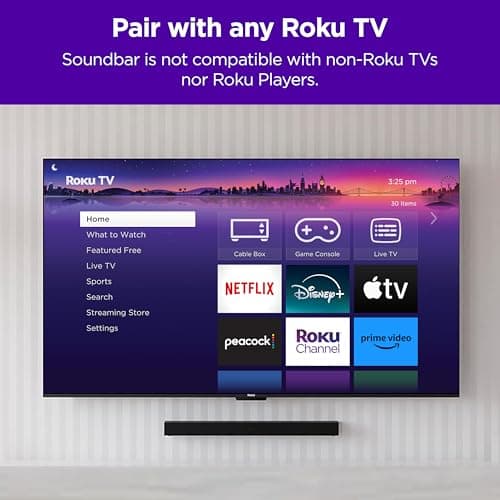 Roku TV Wireless Soundbar, Soundbar Exclusively for RokuTV with Enhanced Stereo Sound, Clear Dialogue, and Simple Wireless Setup 2