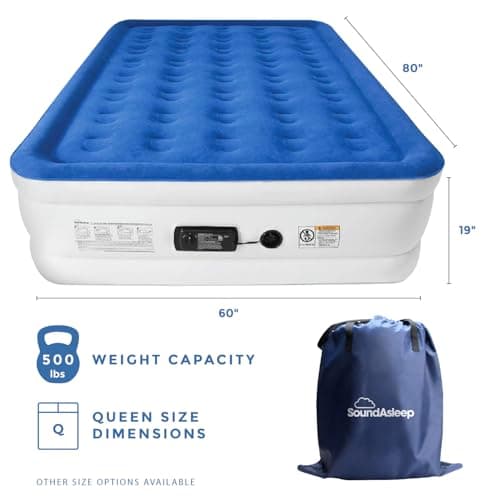 SoundAsleep Products Dream Series Luxury Air Mattress, ComfortCoil Technology, Built-in High Capacity Pump for Home, Camping- Double Height, Adjustable, Inflatable Blow Up, Portable (Queen Size) 2