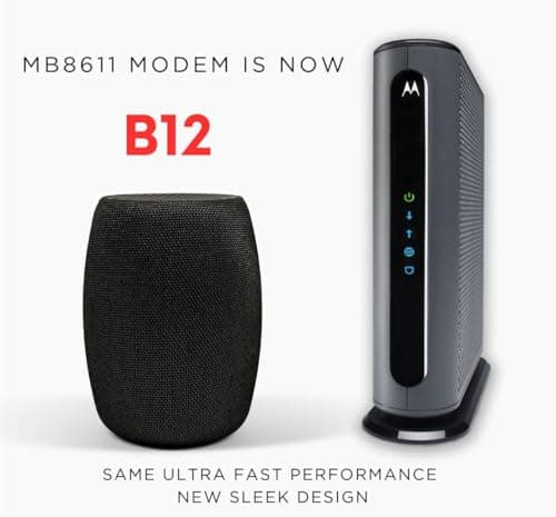 Motorola B12 - Advanced Compact Cable Modem | Pairs with Any WiFi Router | Supports Comcast Xfinity, Cox, Spectrum | 2500 Mbps Max | DOCSIS 3.1 | 2.5 Gbps Port | Nex Gen MB8611 2