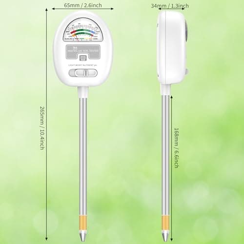 [Upgraded] Soil Moisture Meter, 4-in-1 Soil pH Tester, Moisture/Light/Nutrients/pH Meter for Gardening, Lawn, Farming, Indoor & Outdoor Plants Use, No Batteries Required, Gifts for Plants Lover 2