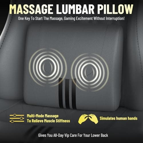 Soontrans PU Leather Gaming Chair with Pocket Spring Cushion, Wide 20" Seat, Ergonomic Computer Chair with Adjustable Headrest, Lumbar Pillow, Footrest & Reclining Backrest, Desk Chair for Adults 5