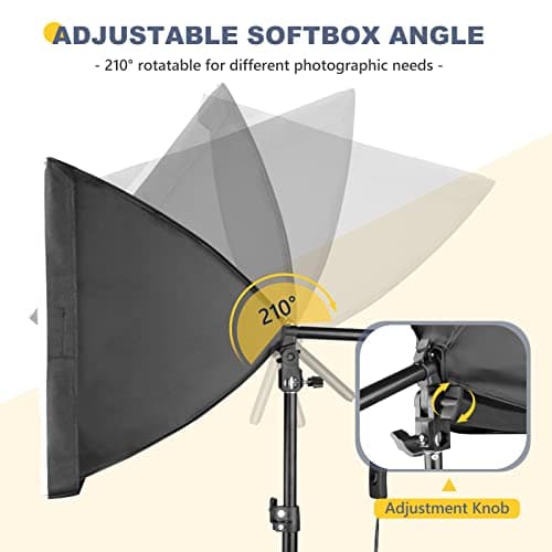 Torjim Softbox Photography Lighting Kit, 16'' x 16'' Professional Softbox Lighting Kit with 85W 3000-7500K LED Bulbs, Studio Lights for Photography/Video Recording/Live Streaming/Portraits Shooting 5