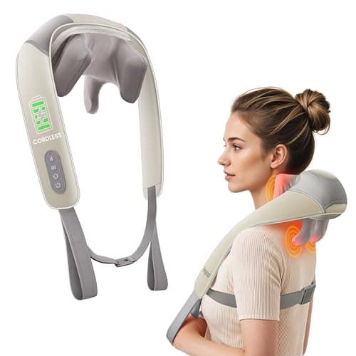 Heycool Cordless Neck Massager with Heat, FSA Eligible HSA 4D Deep Kneading Neck Shoulder Massager for Pain, Wireless Shiatsu Back Massager Pillow, Gifts for Men, Women Rechargeable