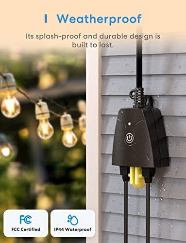meross Outdoor Smart Plug Compatible with Apple HomeKit, Siri, Alexa, Google Assistant and SmartThings, Waterproof Outdoor Outlet, Remote & Voice Control, Timer, FCC and ETL Certified 5