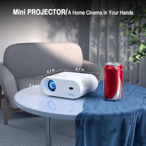 Mini Projector, VISSPL Full HD 1080P Video Projector, Portable Outdoor Projector with Tripod, Kids Gift, Home Theater Movie Phone Projector Compatible with Android/iOS/Windows/TV Stick/HDMI/USB 3