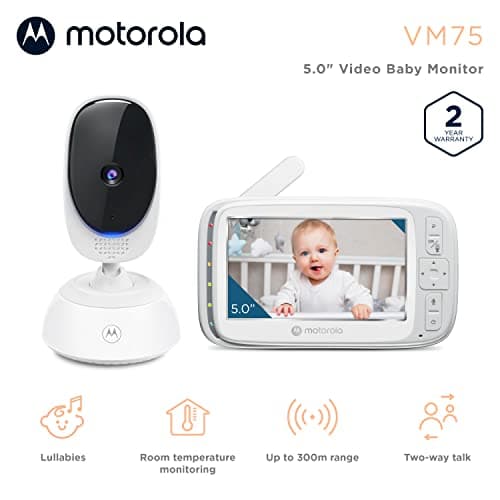 Motorola Nursery Video Baby Monitor with Camera, 5" Screen, 2-Way Audio, Night Vision, Temperature Sensor, No WiFi,1000ft Range, Lullabies, VM75 2