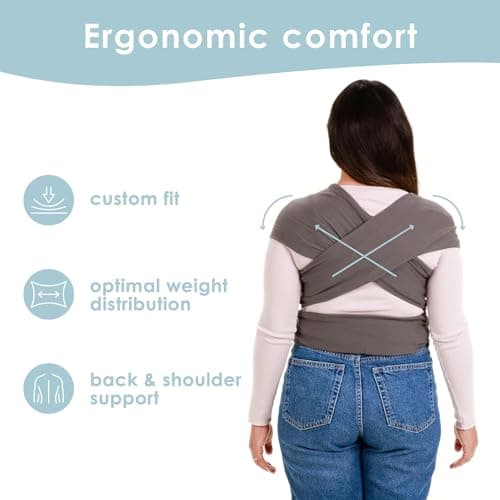 Sleepy Wrap Stretchy Ergonomic Baby Carrier Sling for Newborns to Toddlers - Hands-Free Lightweight Baby Wrap 7-35 lbs (Dark Gray) 4