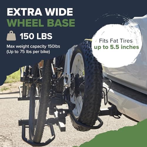 Arksen Hitch Mounted Bike Rack Smart Tilting 2-Bike Platform Style 150 lbs Capacity Carrier for Standard, Fat Tire and Electric Bicycle Fits SUV Pickup Truck RV Camper - 2 inch Receiver 3