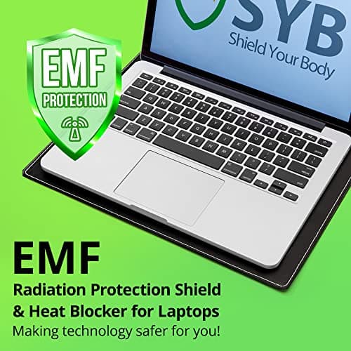 Shield Your Body - Laptop Lap Pad with SaferBody™, Anti Radiation Shield & Heat Shield Pad, EMF Blocker Laptop Pad for Up to 14in.Wide Device (13.8 x 10.7 inches), Jet Black PU Leather Color 2