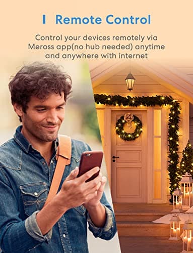 meross Outdoor Smart Plug Compatible with Apple HomeKit, Siri, Alexa, Google Assistant and SmartThings, Waterproof Outdoor Outlet, Remote & Voice Control, Timer, FCC and ETL Certified 3