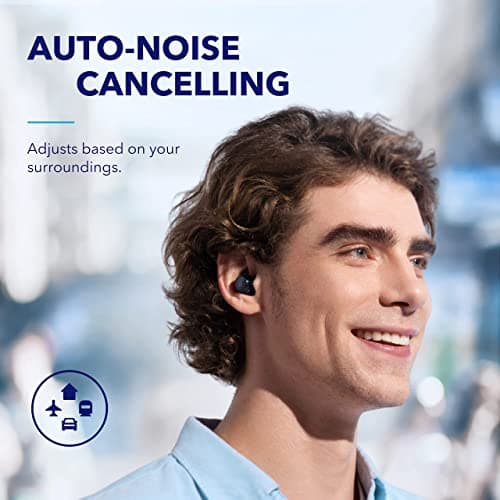 Soundcore by Anker Space A40 Adaptive Active Noise Cancelling Wireless Earbuds, Reduce Noise by Up to 98%, Ultra Long 50H Playtime, 10H Single Playtime, Hi-Res Sound, Comfortable Fit, Wireless Charge 3