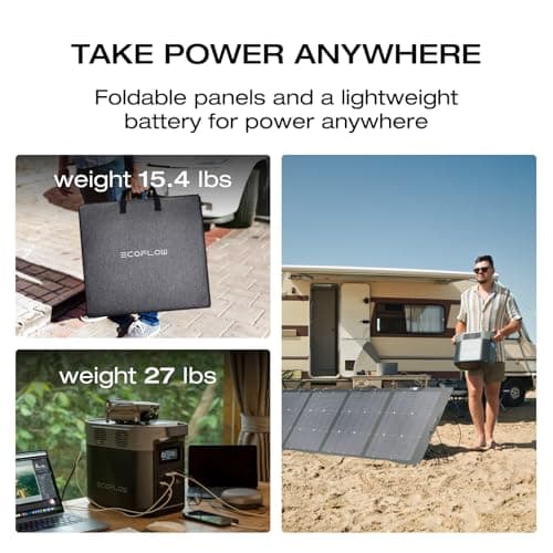 EF ECOFLOW Solar Generator DELTA 2 with 220W Solar Panel, 1024Wh LFP(LiFePO4) Battery, 1800W AC/100W USB-C Output, Fast Charging Portable Power Station for Home Backup Power, Camping & RVs 4
