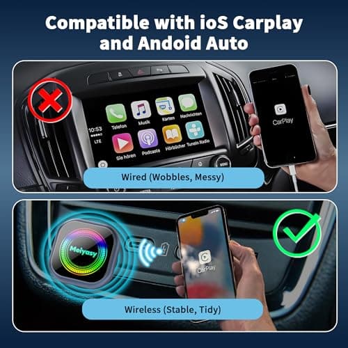 Wireless CarPlay Adapter for iPhone ＆ Android, Compact Mini Metal Shell Design Small Size, (New Update) Plug and Play, Fast and Stable Connection CarPlay Adapter for Apple iOS ＆Android(Navy Blue) 4